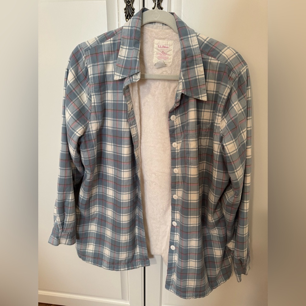 LLBean fleece lined flannel shirt